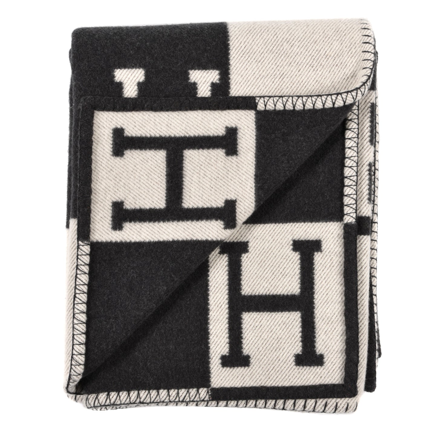 Wool Cashmere Avalon Blanket Ecru Gris Fonce