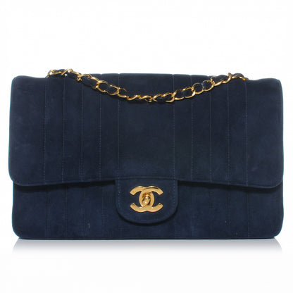 Chanel Suede Vertical Quilt Medium Flap Blue 1 of 8