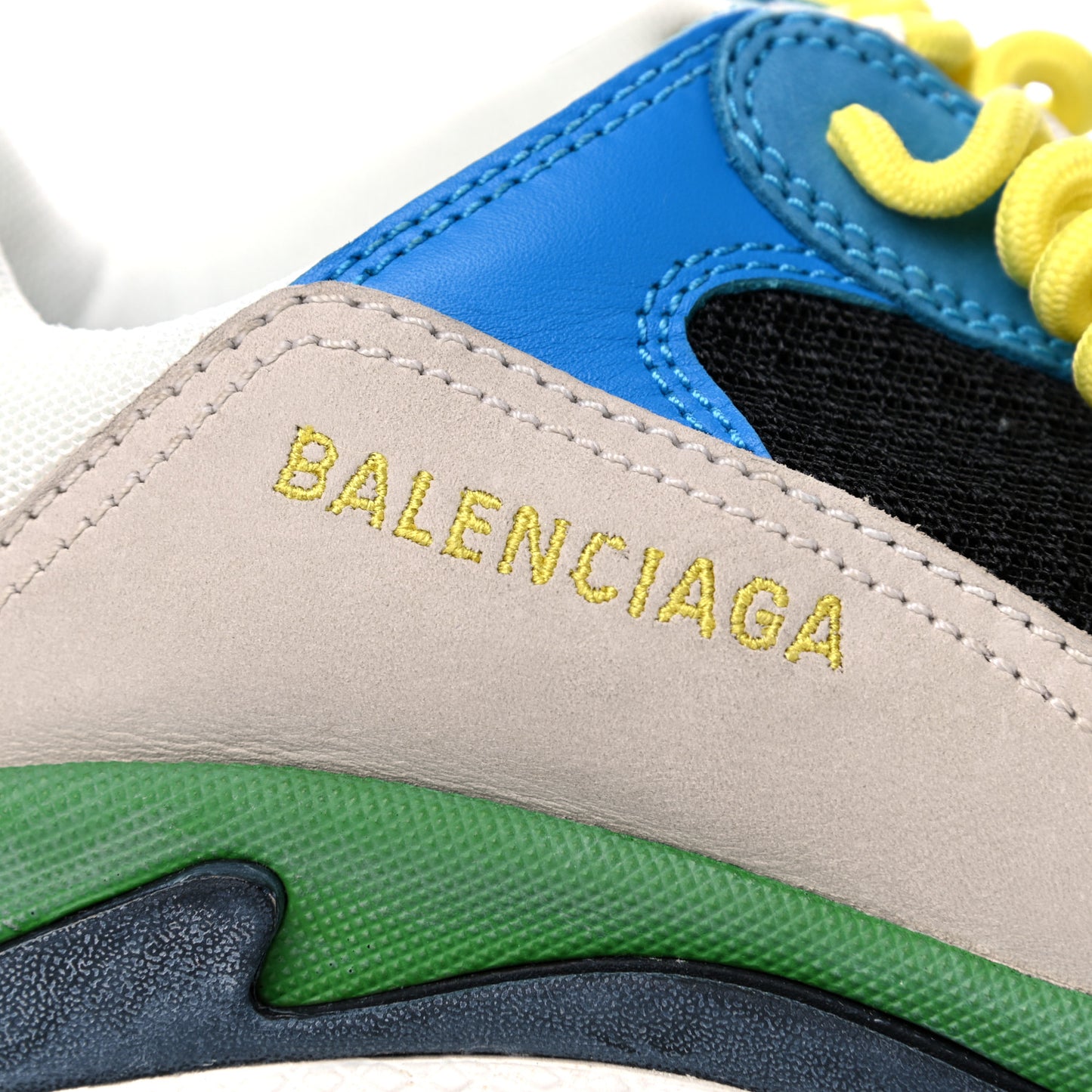 Fabric Mesh Nappa Mens Triple S Sneakers 43 Bleu White Vert Jaune