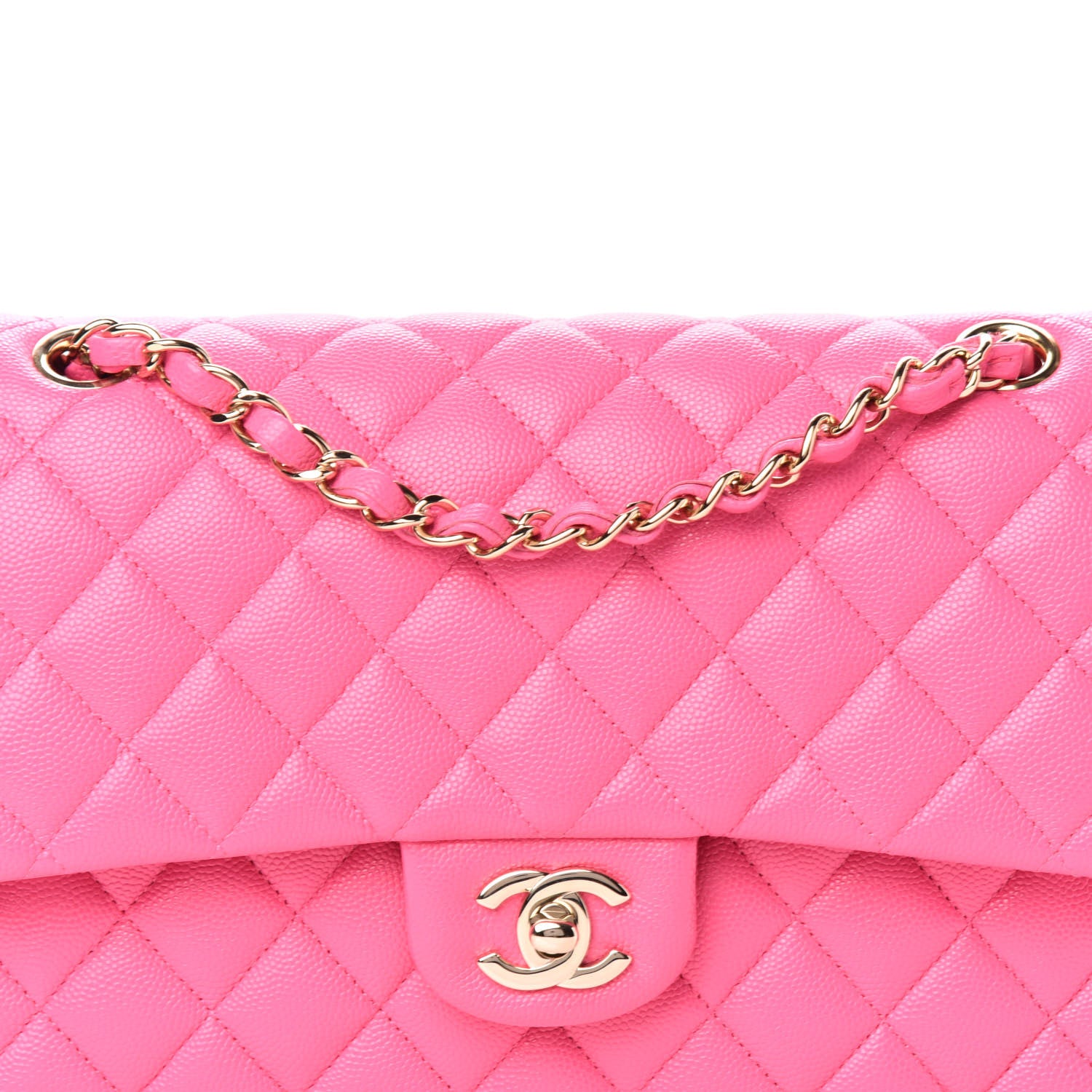Chanel Caviar Quilted Medium Double Flap Pink 10 of 11
