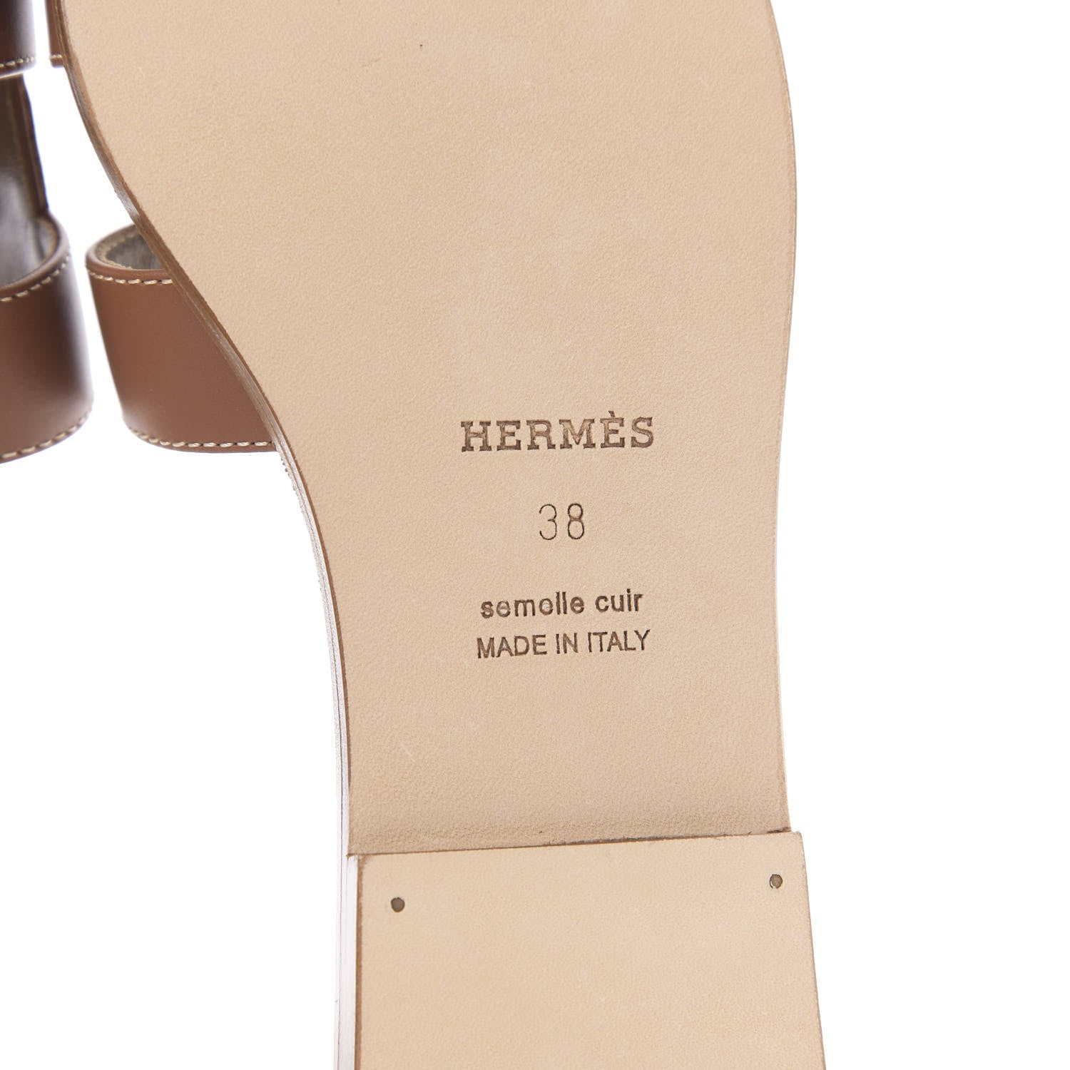 Hermes Box Calfskin Oran Sandals 38 Gold 7 of 8