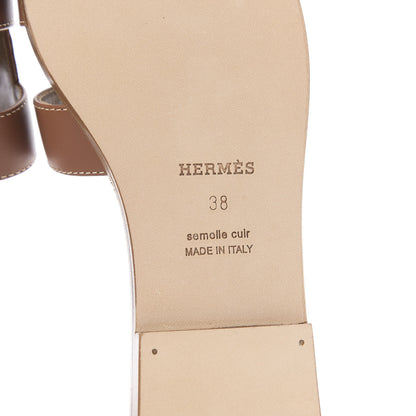 Hermes Box Calfskin Oran Sandals 38 Gold 7 of 8