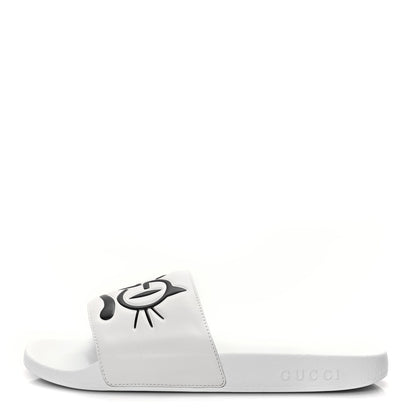 Gucci Nappa Interlocking G Cat Womens Pursuit Slide Sandals 39 Great White 1 of 6