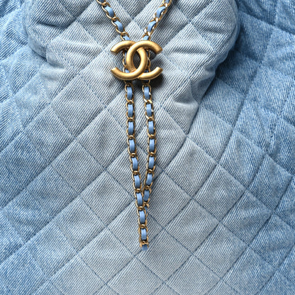 Chanel Washed Denim Quilted Medium Chanel 25 Handbag Blue 9 of 11