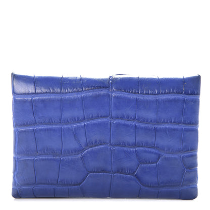 Hermes Matte Alligator Calvi Card Case Bleu Electrique 1 of 6