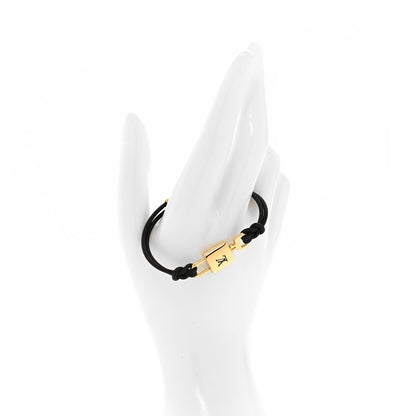 Louis Vuitton Calfskin LV Padlock Bracelet 17 Black 2 of 5