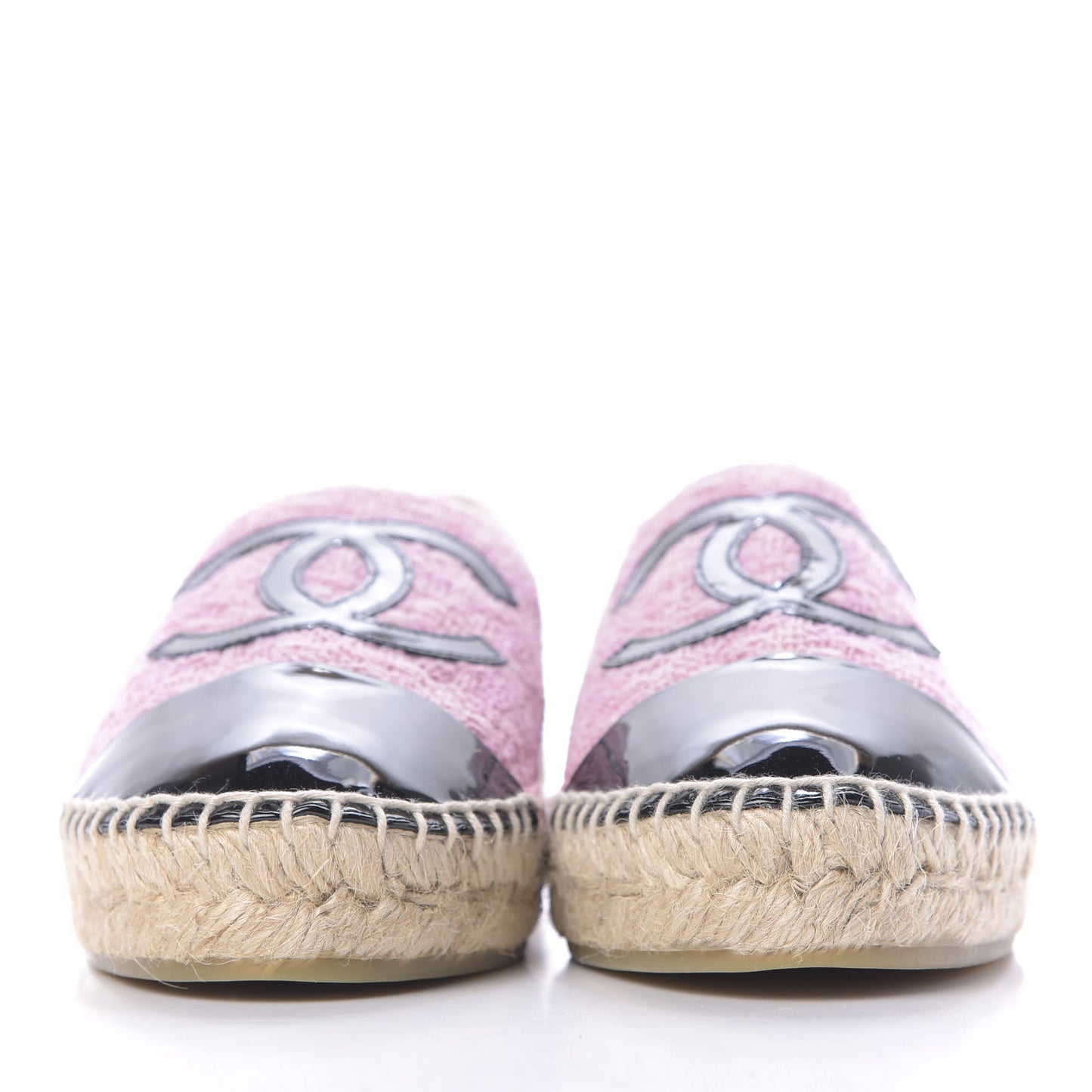 Tweed Patent CC Espadrilles 38 Pink Black