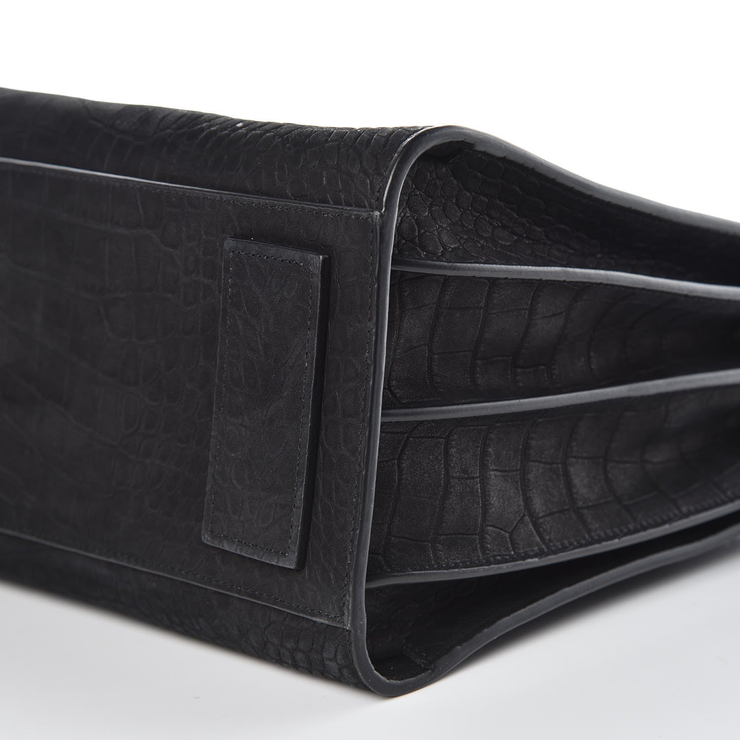Saint Laurent Crocodile Embossed Suede Small Supple Sac de Jour Black 8 of 12