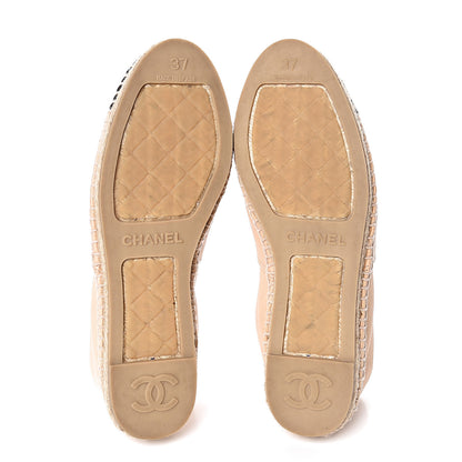 Chanel Lambskin CC Espadrilles 37 Beige Black 5 of 11