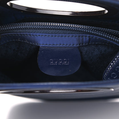 Gucci Iridescent Nylon Punch Top Handle Handbag Navy 7 of 12
