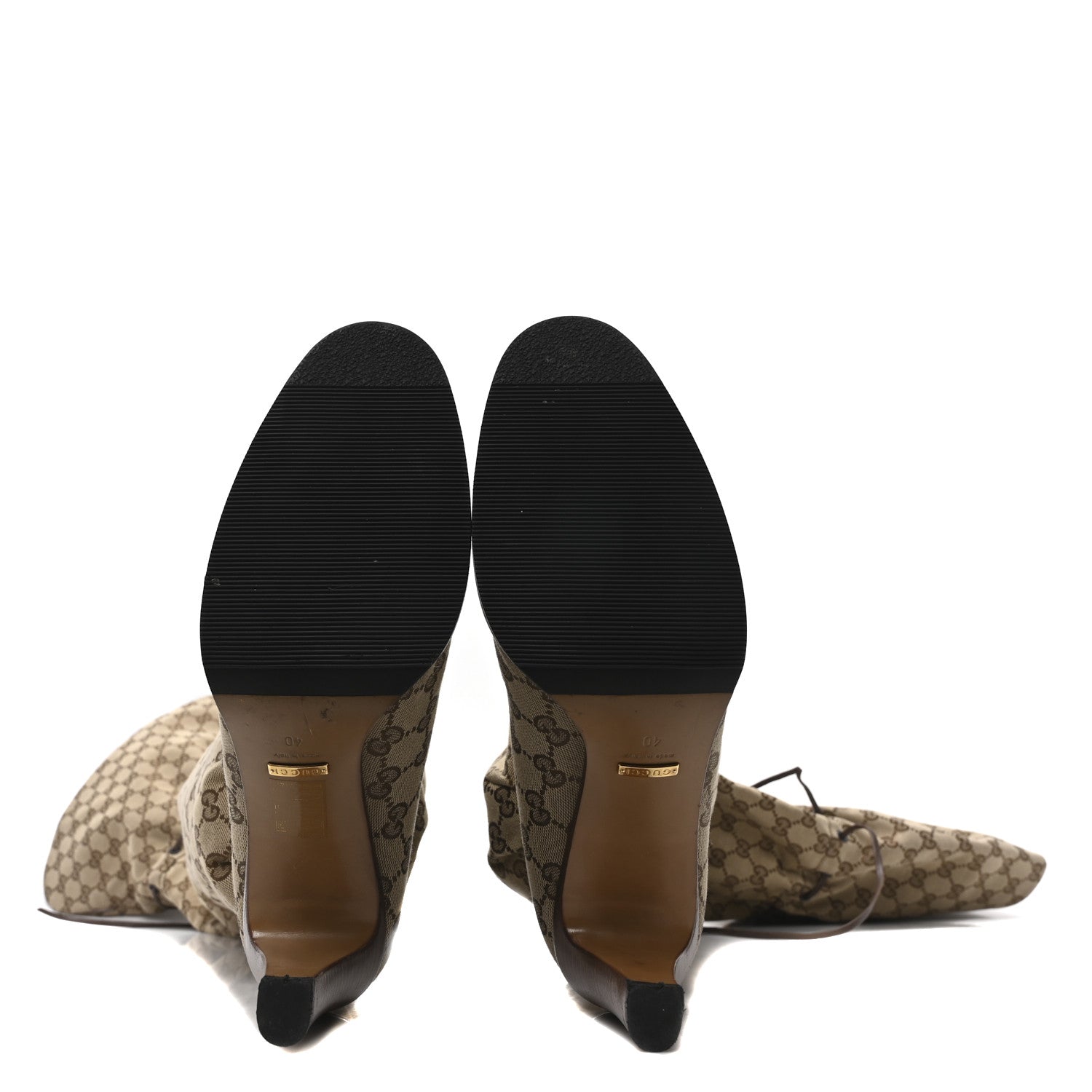 Gucci Monogram Over the Knee Boots 40 Beige Ebony 6 of 7