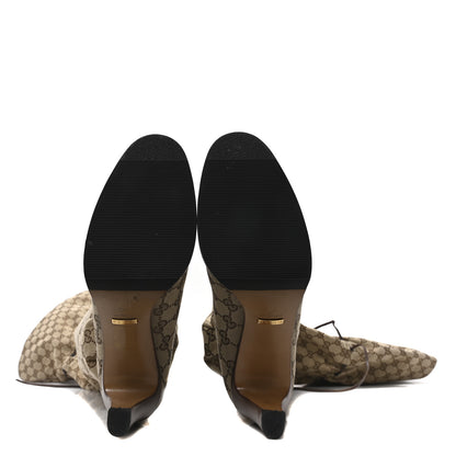 Gucci Monogram Over the Knee Boots 40 Beige Ebony 6 of 7