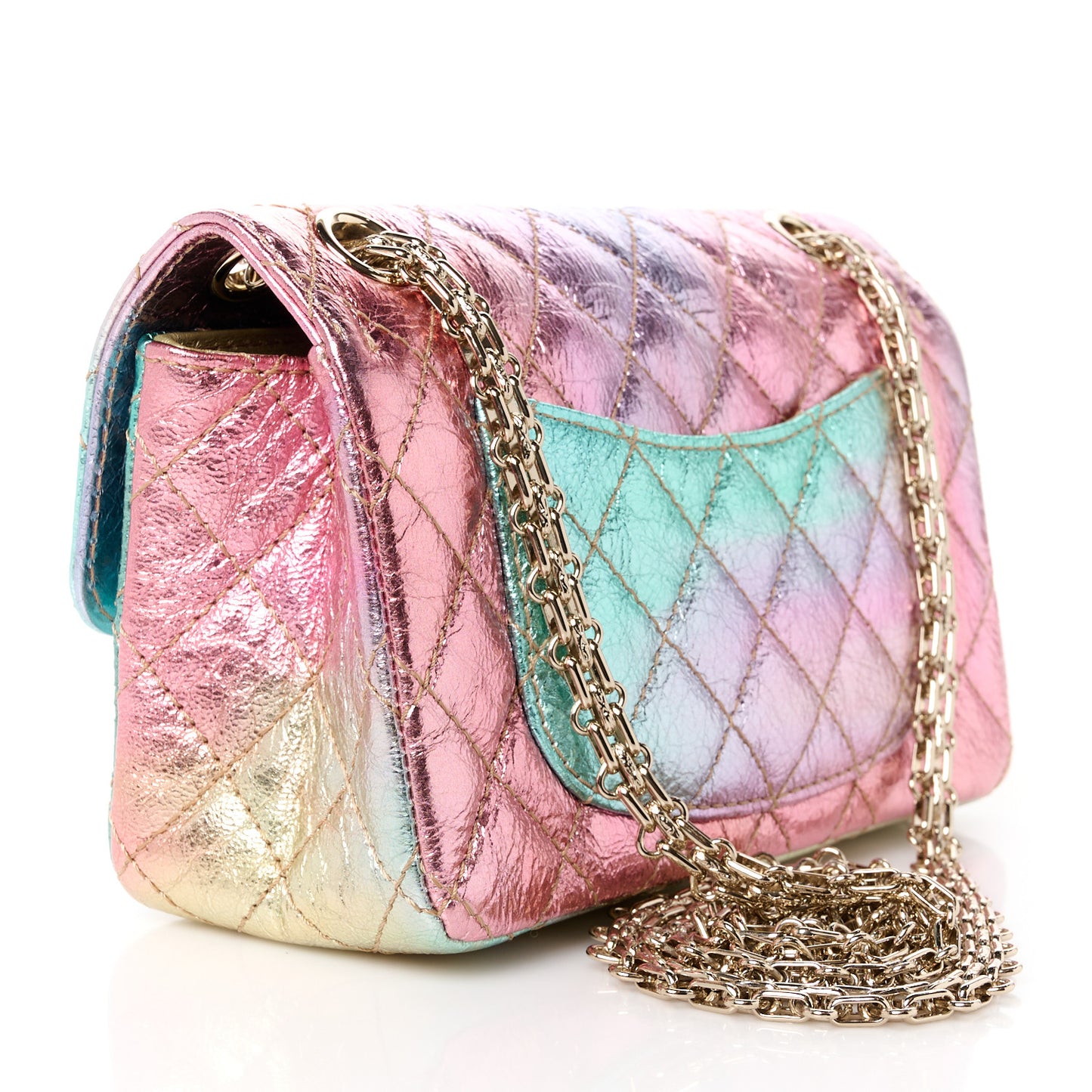 Metallic Goatskin Quilted Mini 2.55 Reissue Flap Multicolor