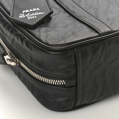 Prada Nappa Antique Medium Re-Edition 2001 Two Handle Bag Black 8 of 9