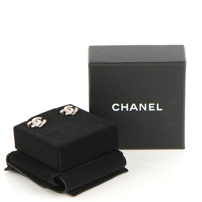 Chanel Crystal Timeless CC Earrings Silver 3 of 4