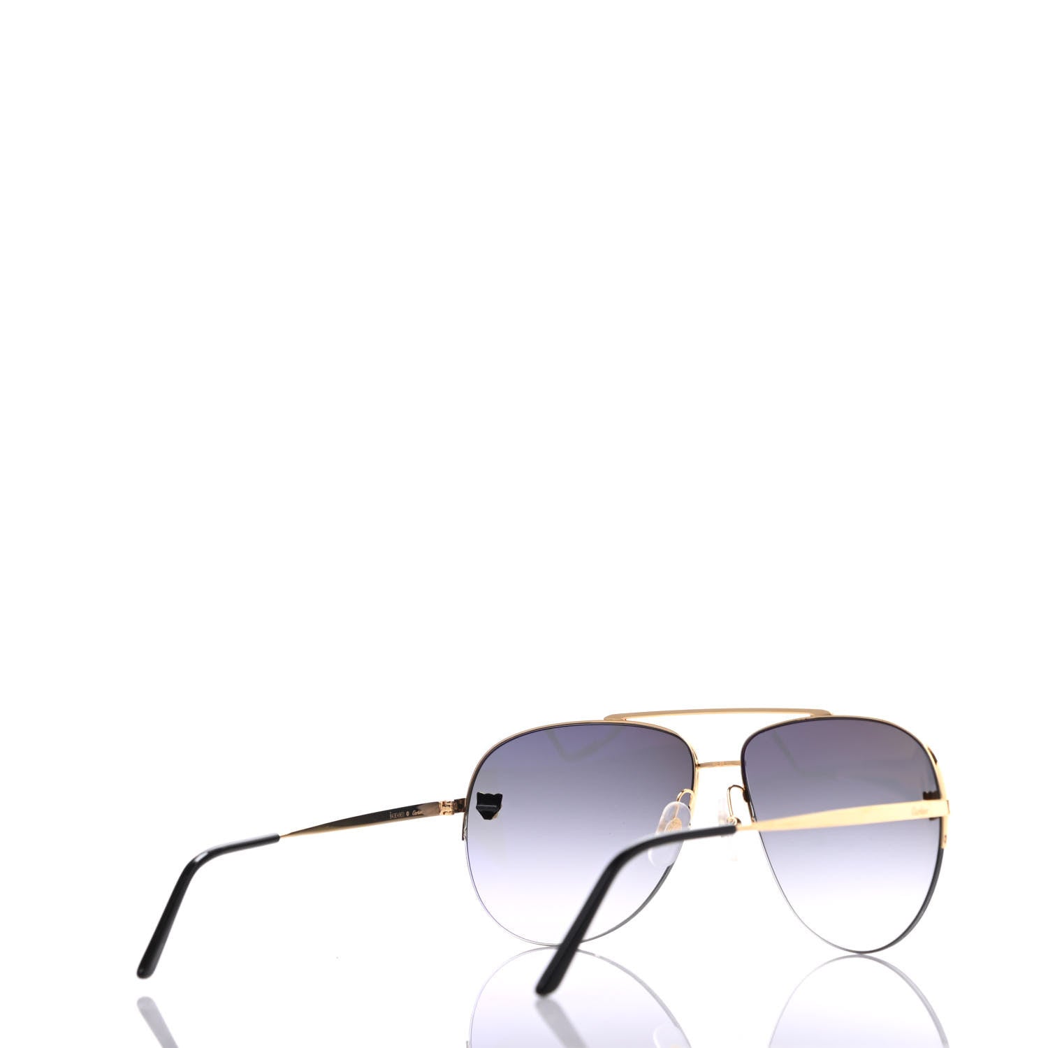 Cartier Santos de Cartier Aviator Sunglasses CT0065S Gold Black 4 of 7