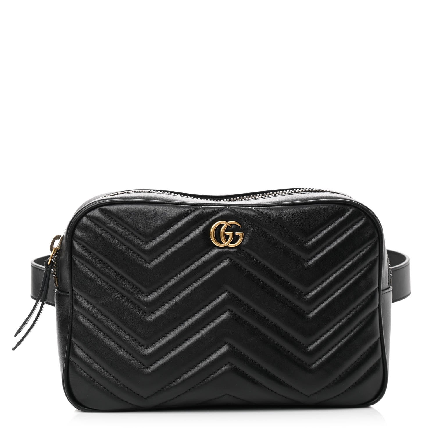 Gucci Calfskin Matelasse Mens GG Marmont Belt Bag 90 36 Black 1 of 11