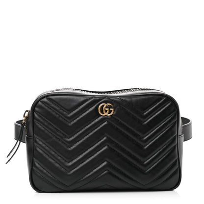 Gucci Calfskin Matelasse Mens GG Marmont Belt Bag 90 36 Black 1 of 11