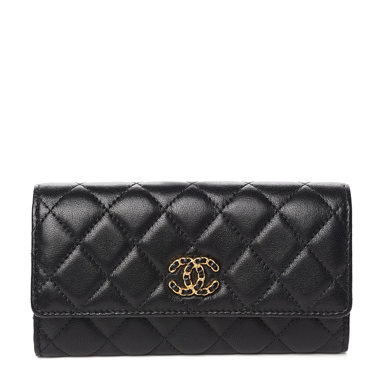 Lambskin Quilted Medium Chanel 19 Flap Wallet Black