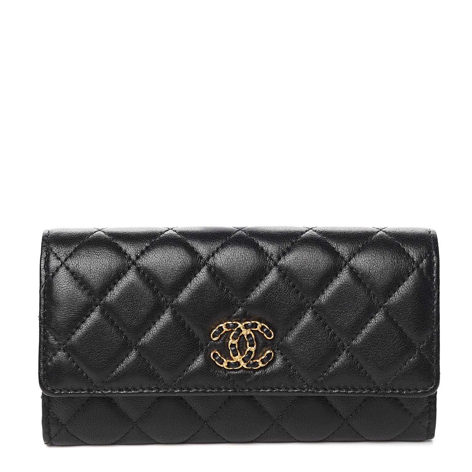 Chanel Lambskin Quilted Medium Chanel 19 Flap Wallet Black 1 of 8