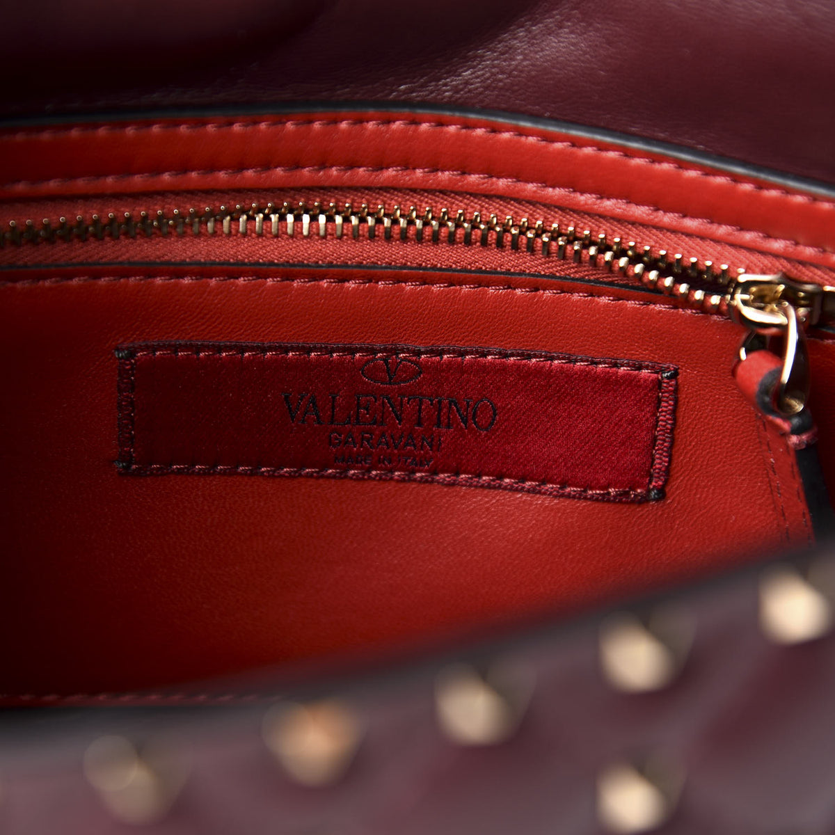 Nappa Medium Rockstud Spike Halfmoon Saddle Bag Rubin