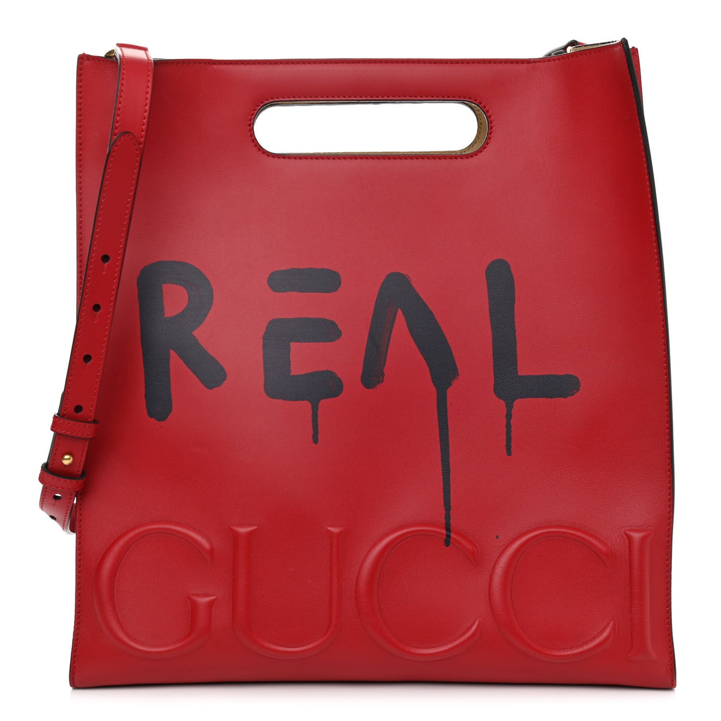 Calfskin GucciGhost Real Medium XL Tote Hibiscus Red