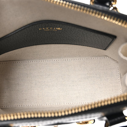 Gucci X ADIDAS Textured Dollar Calfskin Web Trefoil Mini Horsebit 1955 Top Handle Bag Black Off White 5 of 10
