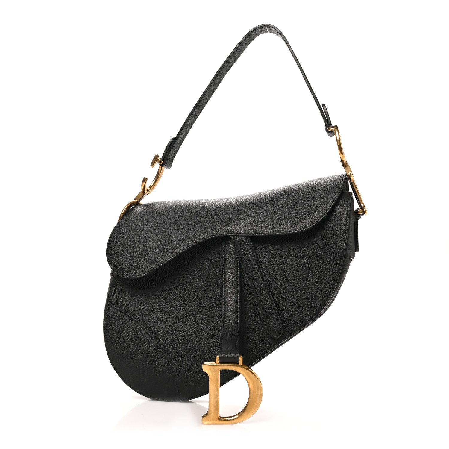 Christian Dior Grained Calfskin Saddle Bag Black 1 of 10