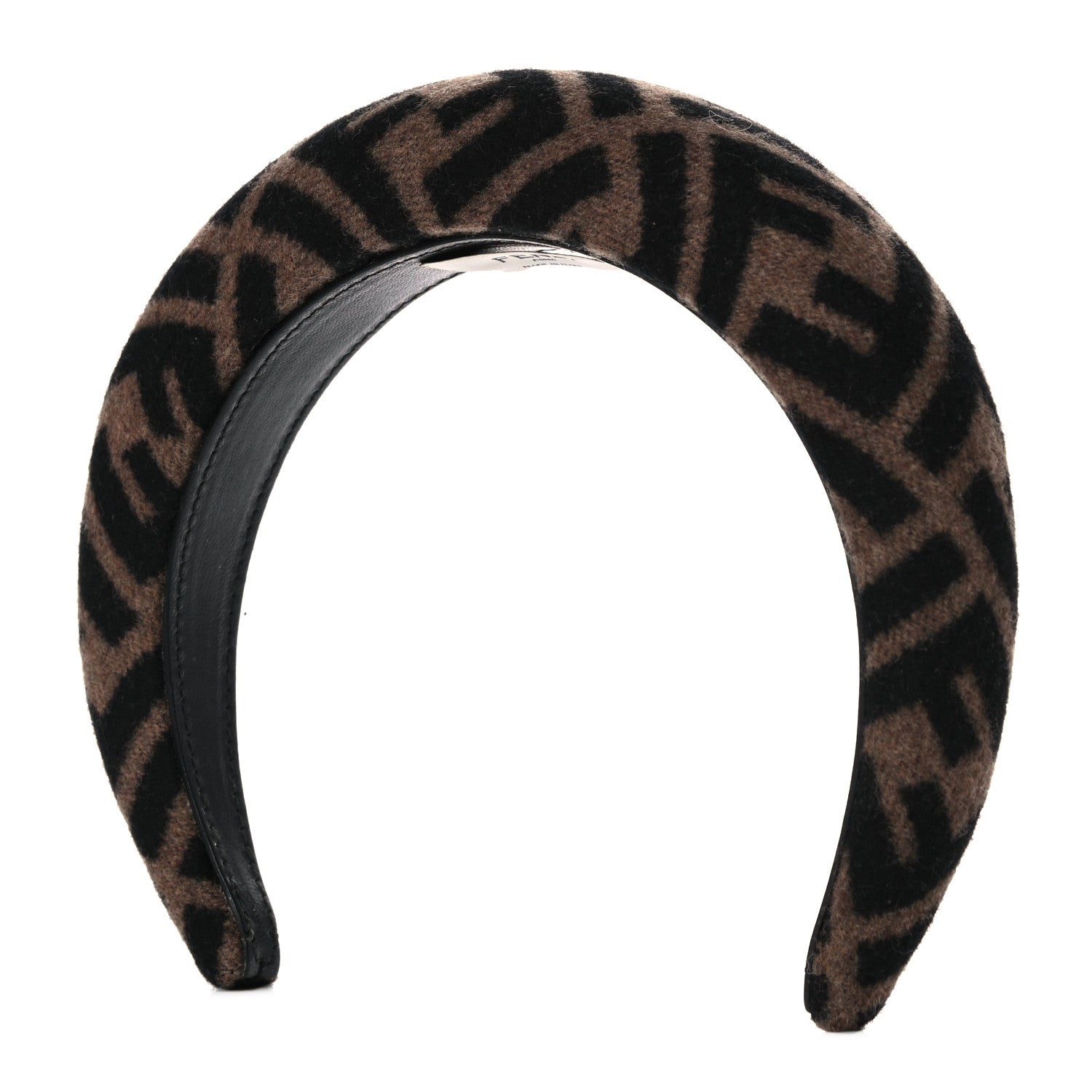 Fendi Wool Cashmere FF Logo Headband Tobacco 2 of 7