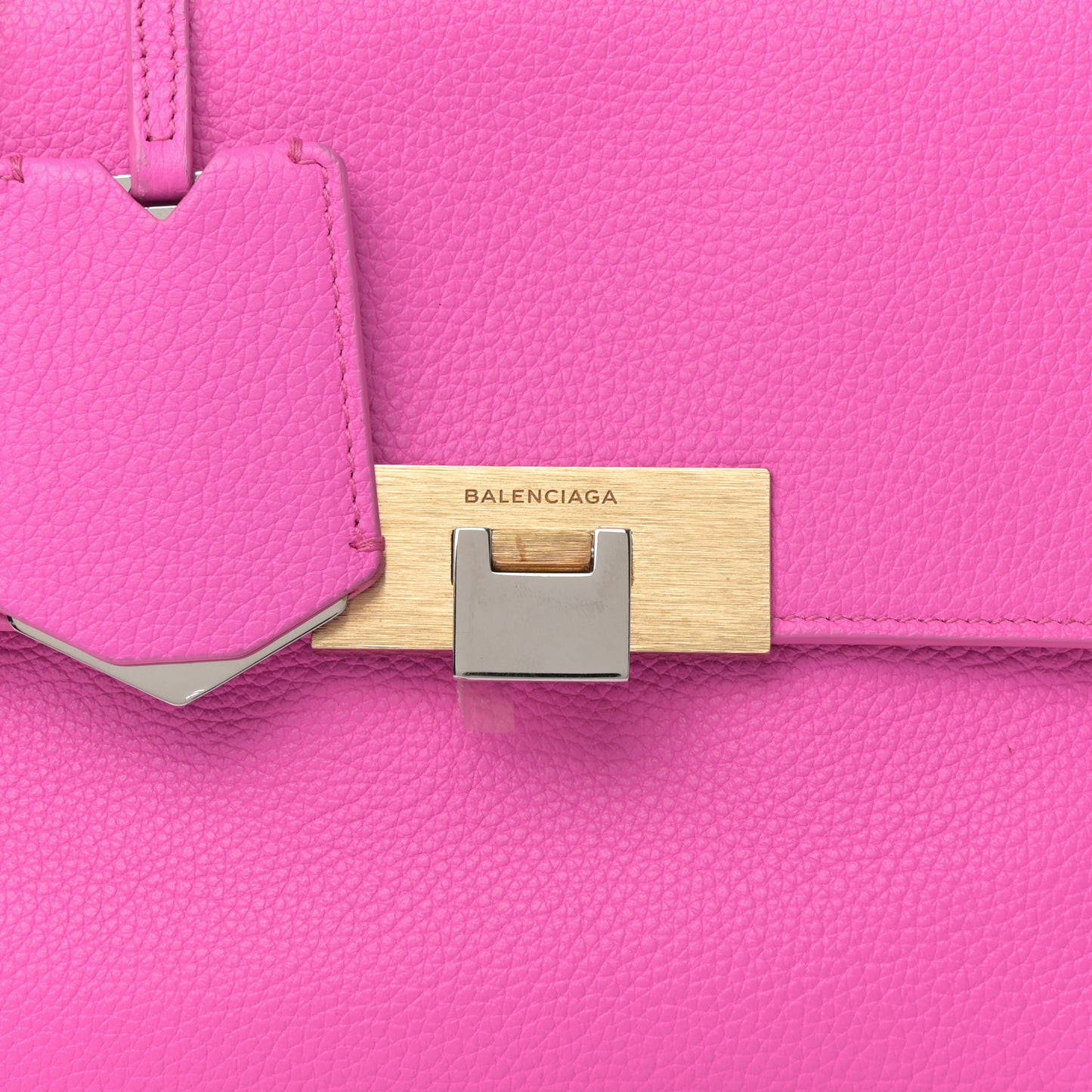 Grained Calfskin Le Dix Mini Soft Cartable Rose Fluo