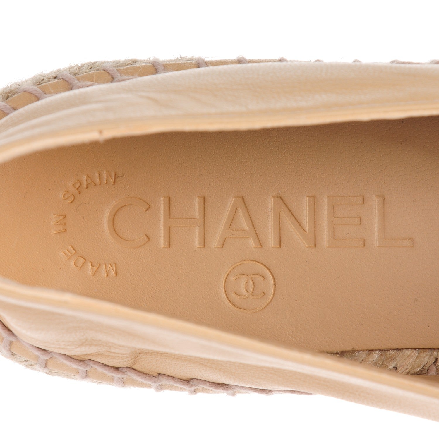Chanel Lambskin CC Espadrilles 37 Beige Black 7 of 8