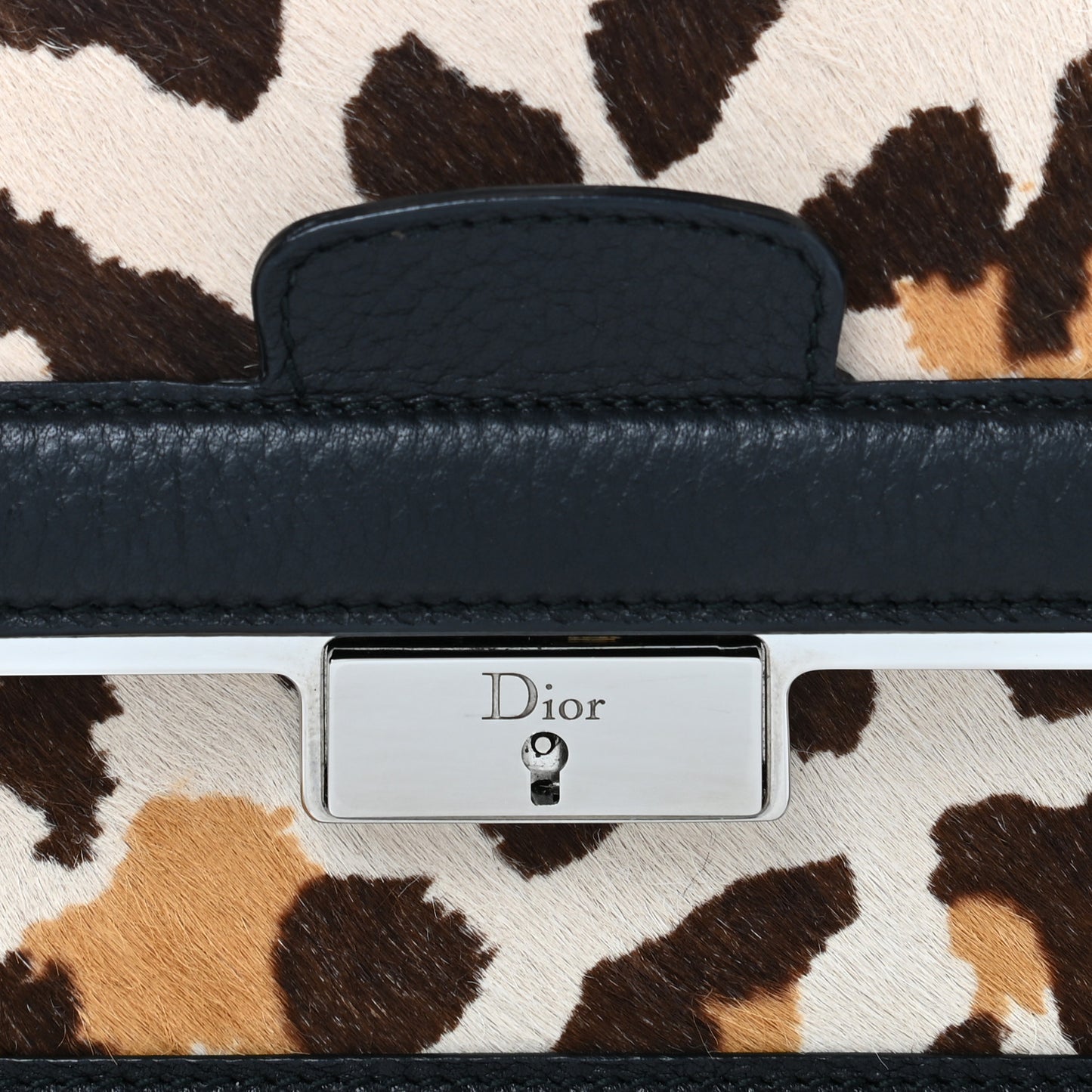 Pony Hair Leopard Print Clutch Black