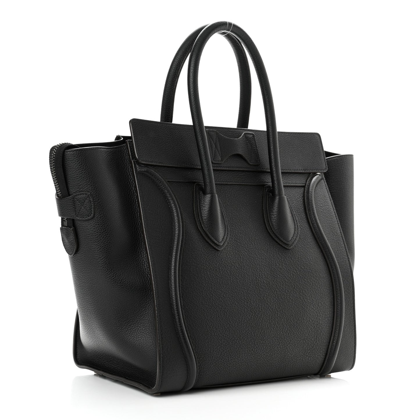 Drummed Calfskin Mini Luggage Black