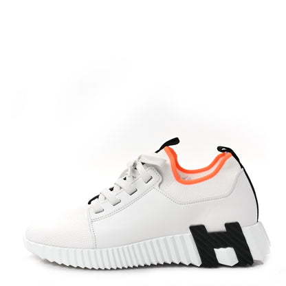 Hermes Knit Calfskin Depart Sneakers 38 White 1 of 6