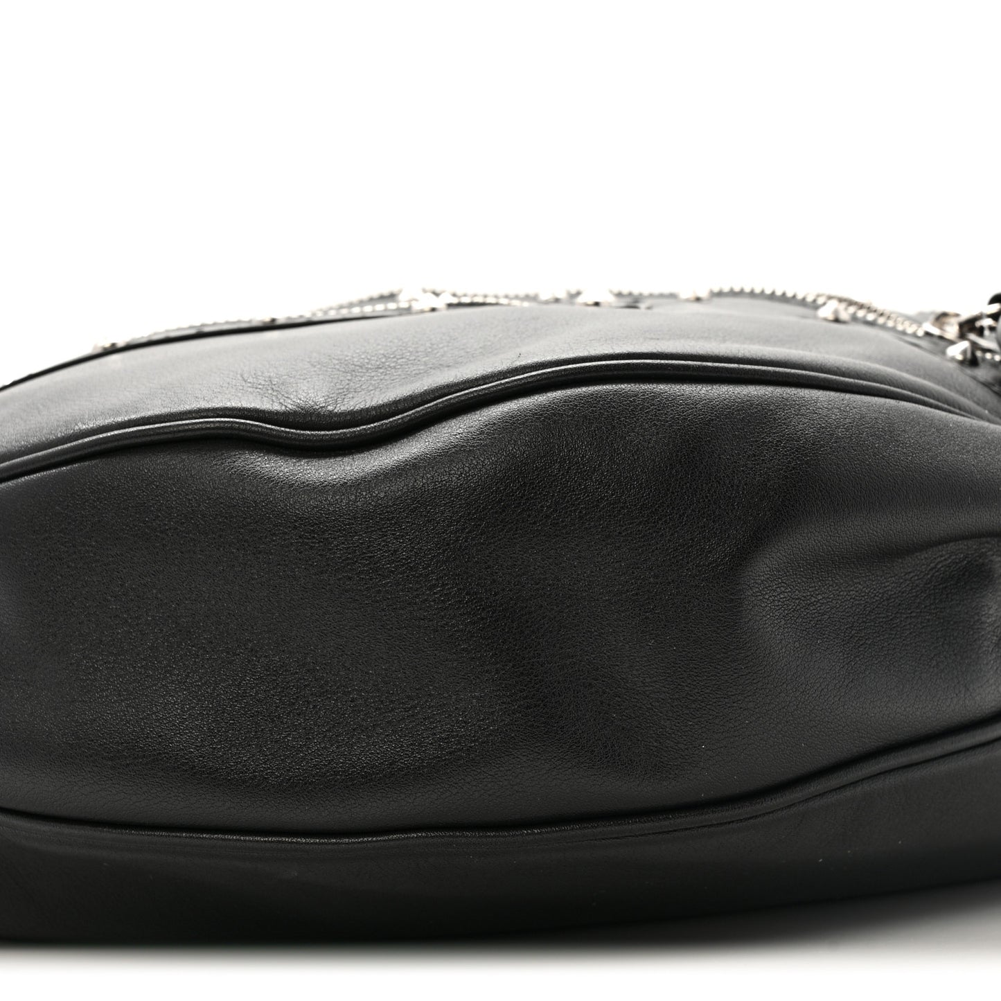 Calfskin Studded Medium Repeat Zip Hobo Black