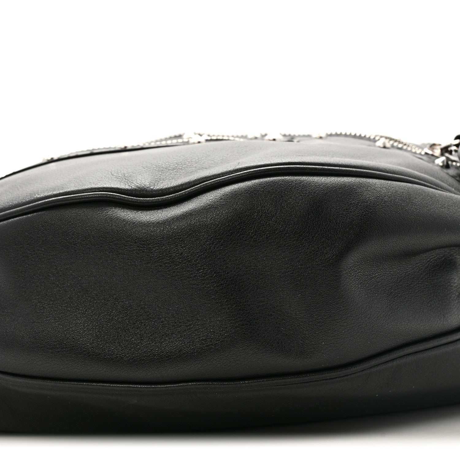 Versace Calfskin Studded Medium Repeat Zip Hobo Black 9 of 14