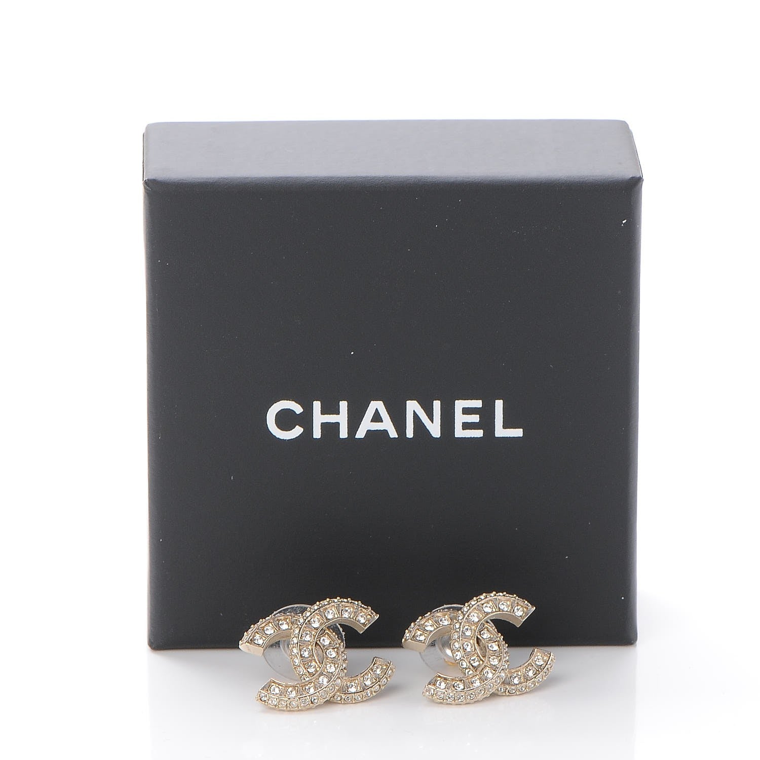 Chanel Crystal CC Earrings Gold 5 of 5