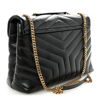 Saint Laurent Calfskin Y Quilted Monogram Medium Loulou Chain Satchel Black 3 of 9