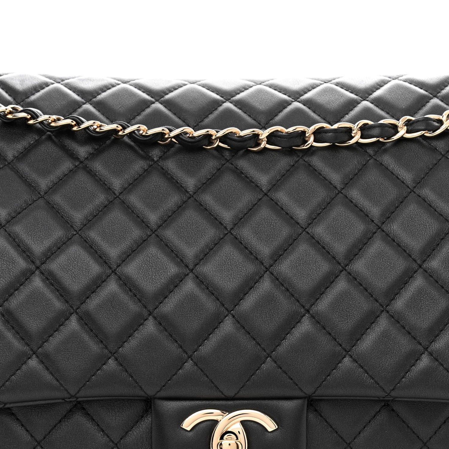 Chanel Metallized Calfskin Quilted XXL Travel Flap Bag Black 8 of 10
