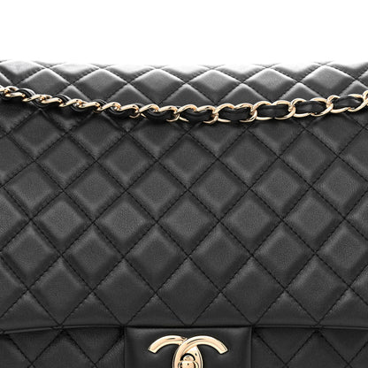 Chanel Metallized Calfskin Quilted XXL Travel Flap Bag Black 8 of 10