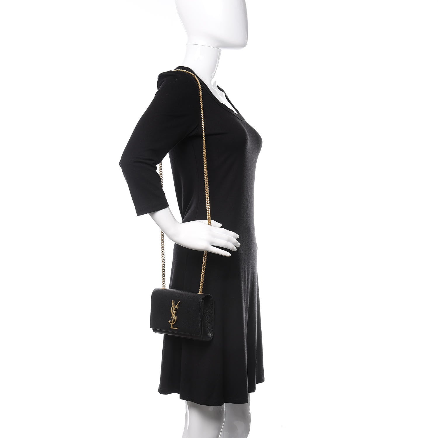 Saint Laurent Grain De Poudre Small Monogram Kate Satchel Black 2 of 12