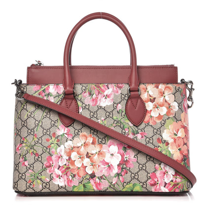 Gucci GG Supreme Monogram Blooms Small Zip Top Tote Beige Multicolor Dry Rose 1 of 10