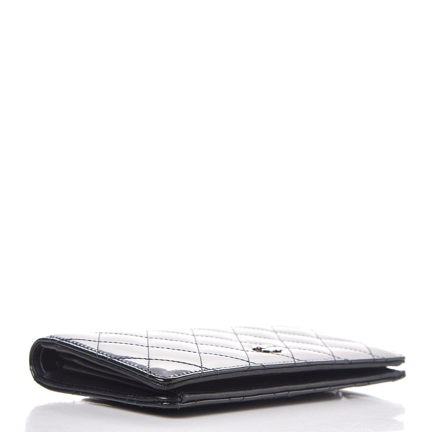 Patent Quilted Yen Wallet Dark Blue