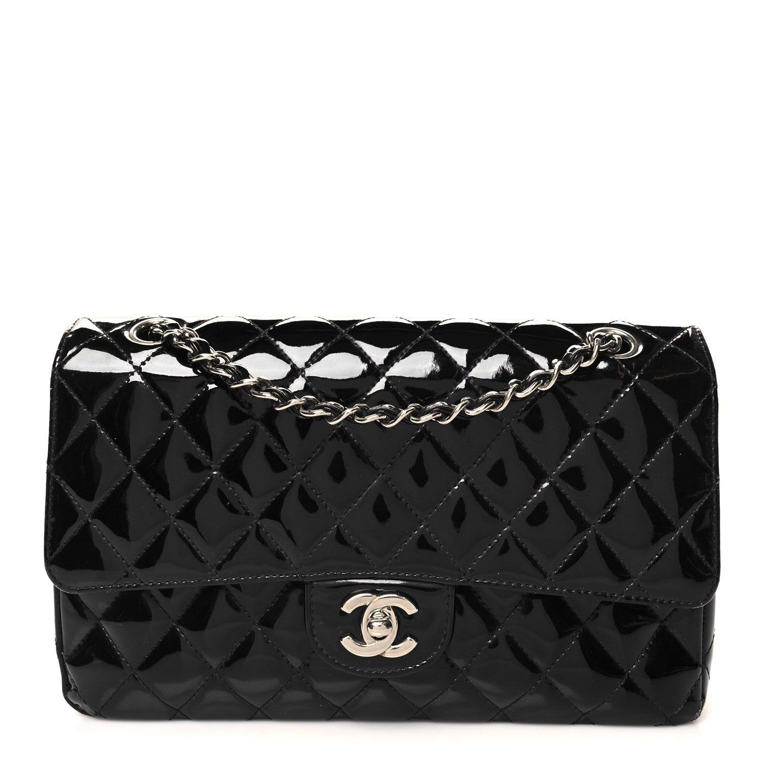 Chanel Patent Quilted Medium Double Flap Black 1 of 12