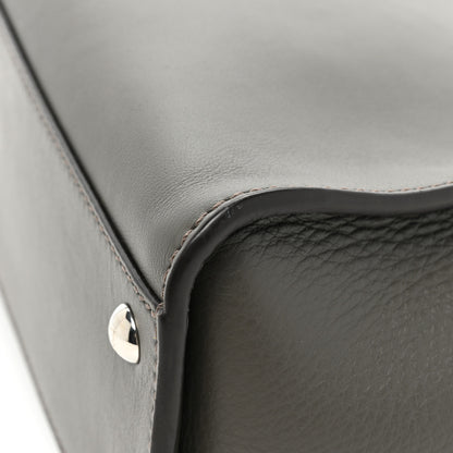 Fendi Vitello Seta Shiny Nappa Medium Peekaboo Iconic Satchel Carbone Grigio Polvere 11 of 12