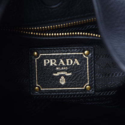 Prada Vitello Phenix Embossed Logo Hobo Black 6 of 10