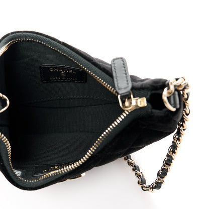 Chanel Velvet Crystal Quilted Chain Hobo Black 5 of 11
