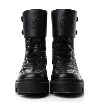 Gucci Nappa Frances GG Matelasse Platform Combat Boots 42 Black 2 of 10