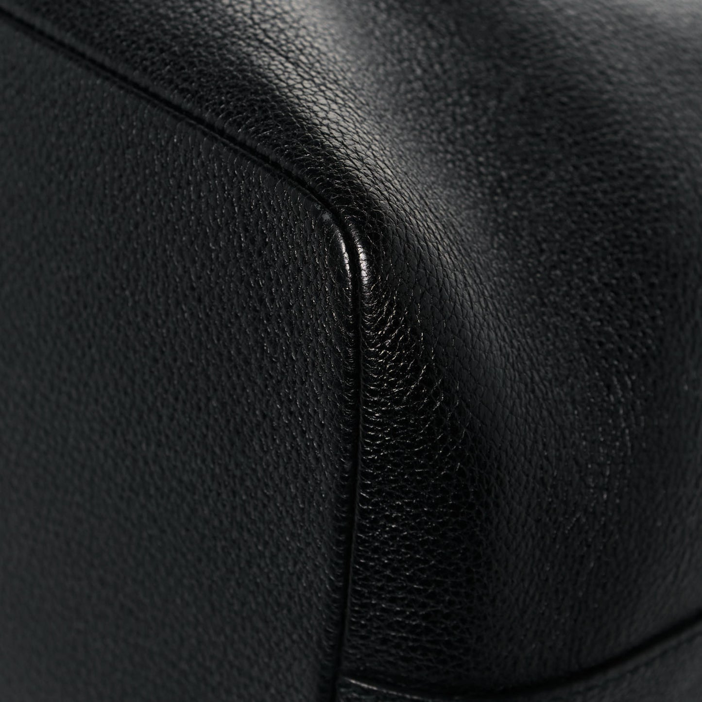 Drummed Calfskin Claudia Drawstring Bucket Shoulder Bag Black