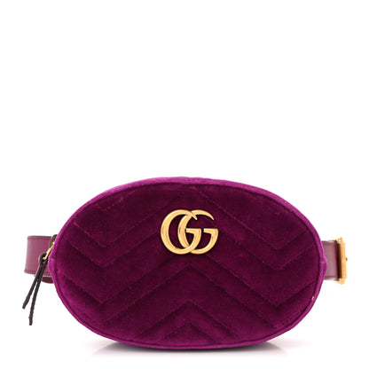 Gucci Velvet Matelasse GG Marmont Belt Bag 85 34 Violet Cyclamen 1 of 13